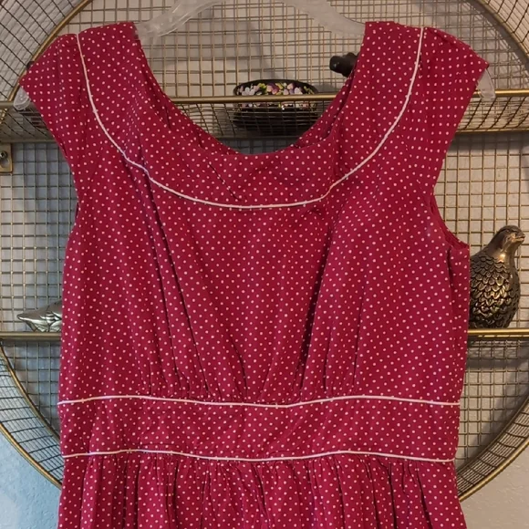 Charming Retro Red Polka Dot Dress By Emily & Fin, Sz L - Picture 3 of 5